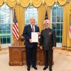 India’s envoy to US, Taranjit Singh Sandhu, presents credentials to President Trump
